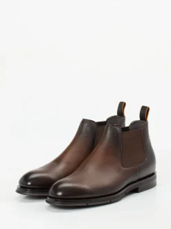 Santoni – Chelsea Boots aus Kalbleder Dunkelbraun